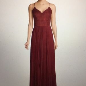 Laundry by Shelli Segal Red Suede & Chiffon Gown